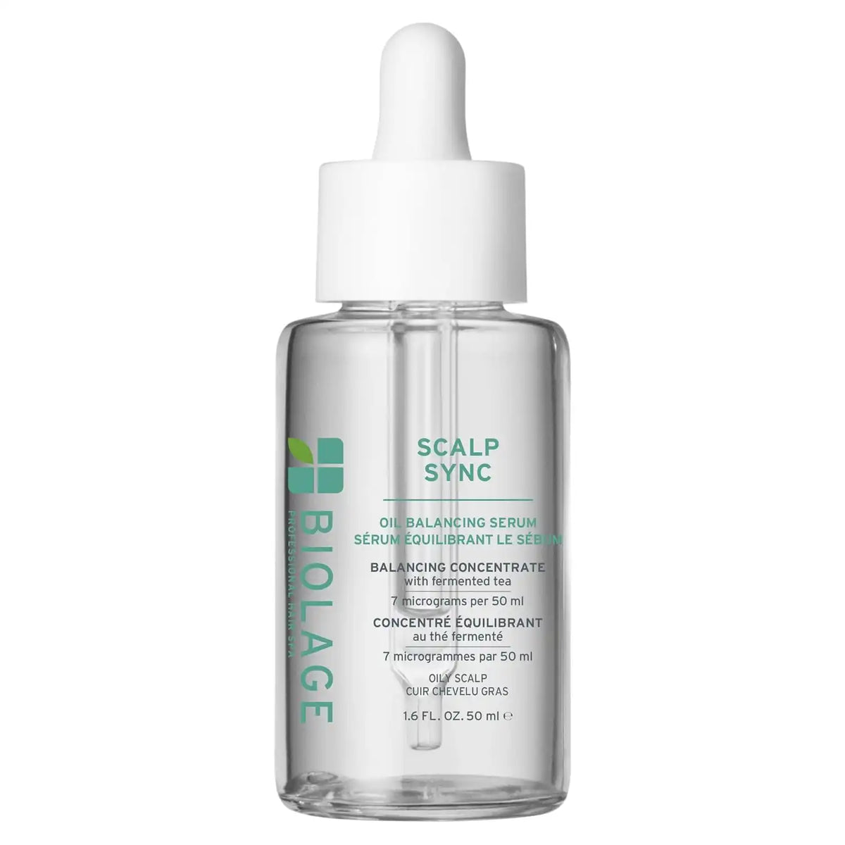 Biolage Scalp Sync Oil Balancing Hair Serum - Absorbs Excess Oil Between Washes, Leave-In Scalp Treatment, Fermented Tea Blend, Vegan, 1.6 Fl Oz