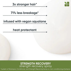 Biolage Strength Recovery Repairing Spray - Leave-In Treatment, Strengthens & Repairs Damaged Hair, Heat Protectant, Detangling Leave-In Treatment, With Olive Squalane & Vegan Proteins