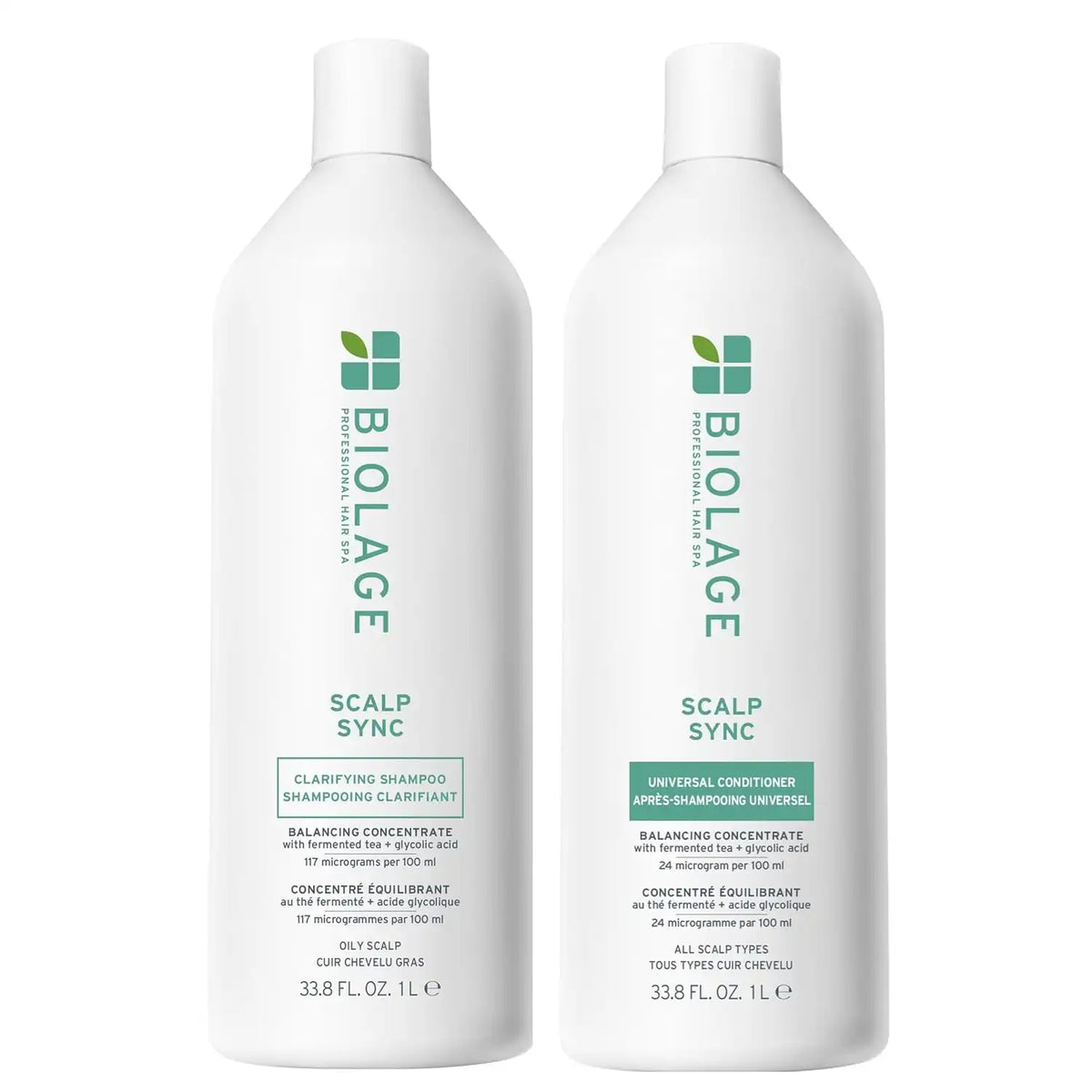 Biolage Scalp Sync Clarifying Shampoo & Universal Conditioner Set - Removes Residue, Buildup & Excess Oil, Paraben & Silicone-Free, For Oily Hair & Scalp, Vegan, 33.8 Fl Oz